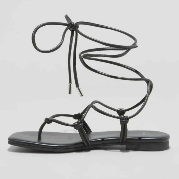 A new day Melrose Black Lace Up Sandals - Picture 2 of 7